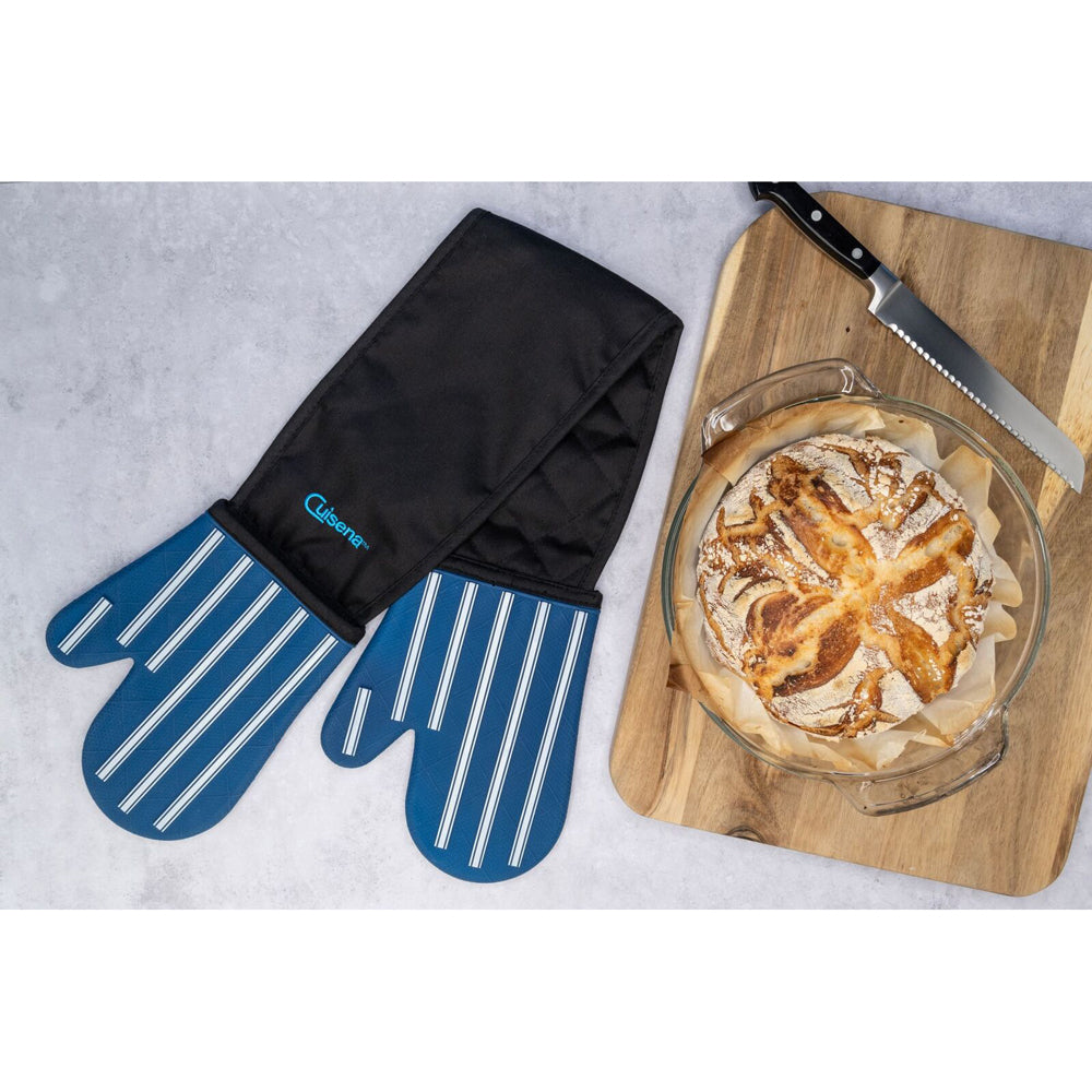 Cuisena Silicone & Fabric Double Glove - Blue Stripe