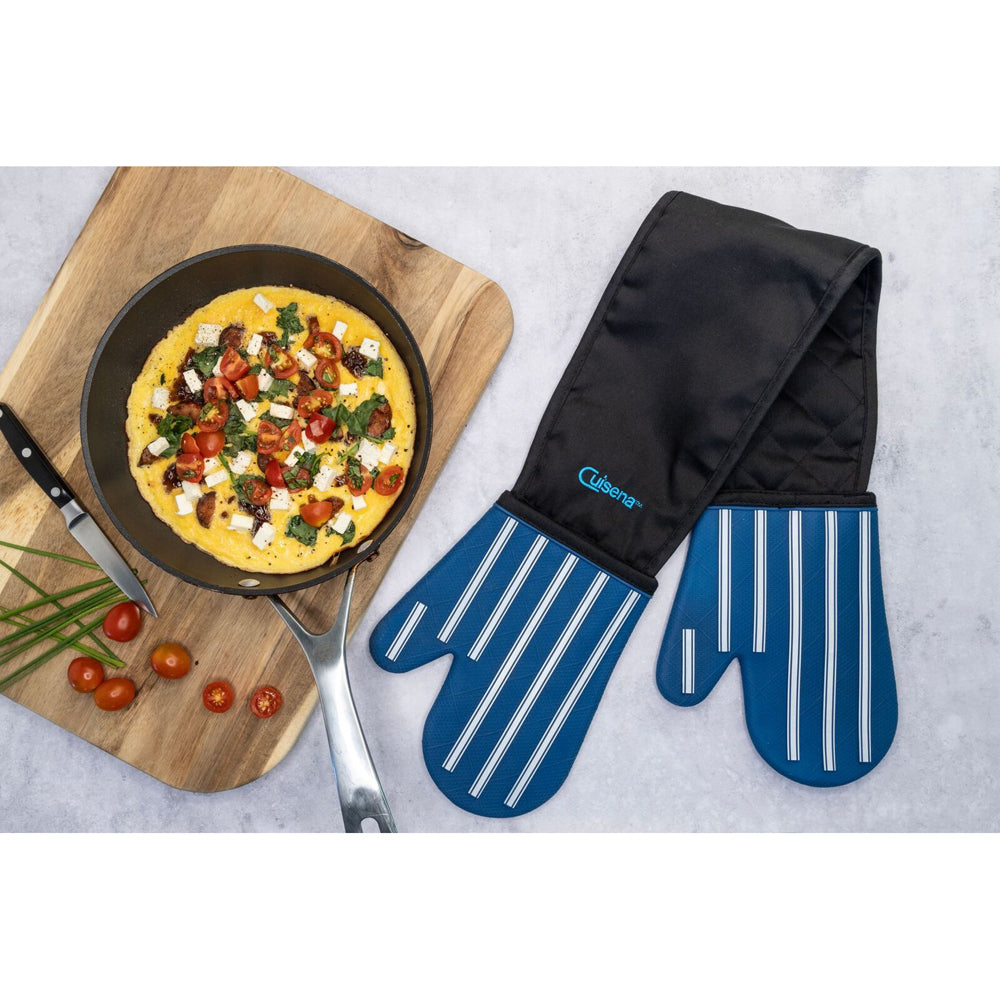 Cuisena Silicone & Fabric Double Glove - Blue Stripe