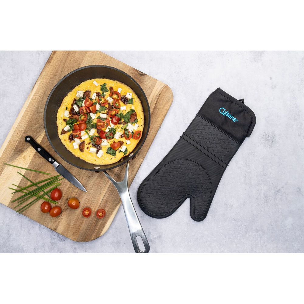 Cuisena Silicone & Fabric Kitchen Oven Glove - Black