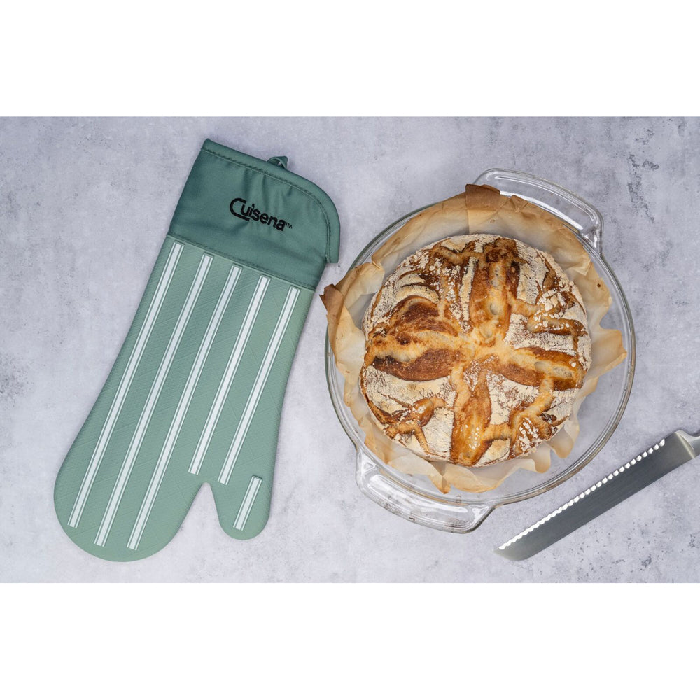 Cuisena Silicone & Fabric Oven Glove Stripe - Green