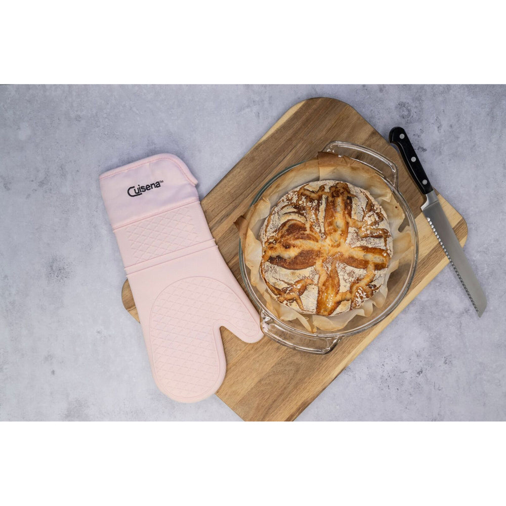 Cuisena Silicone & Fabric Kitchen Oven Glove - Pale Pink