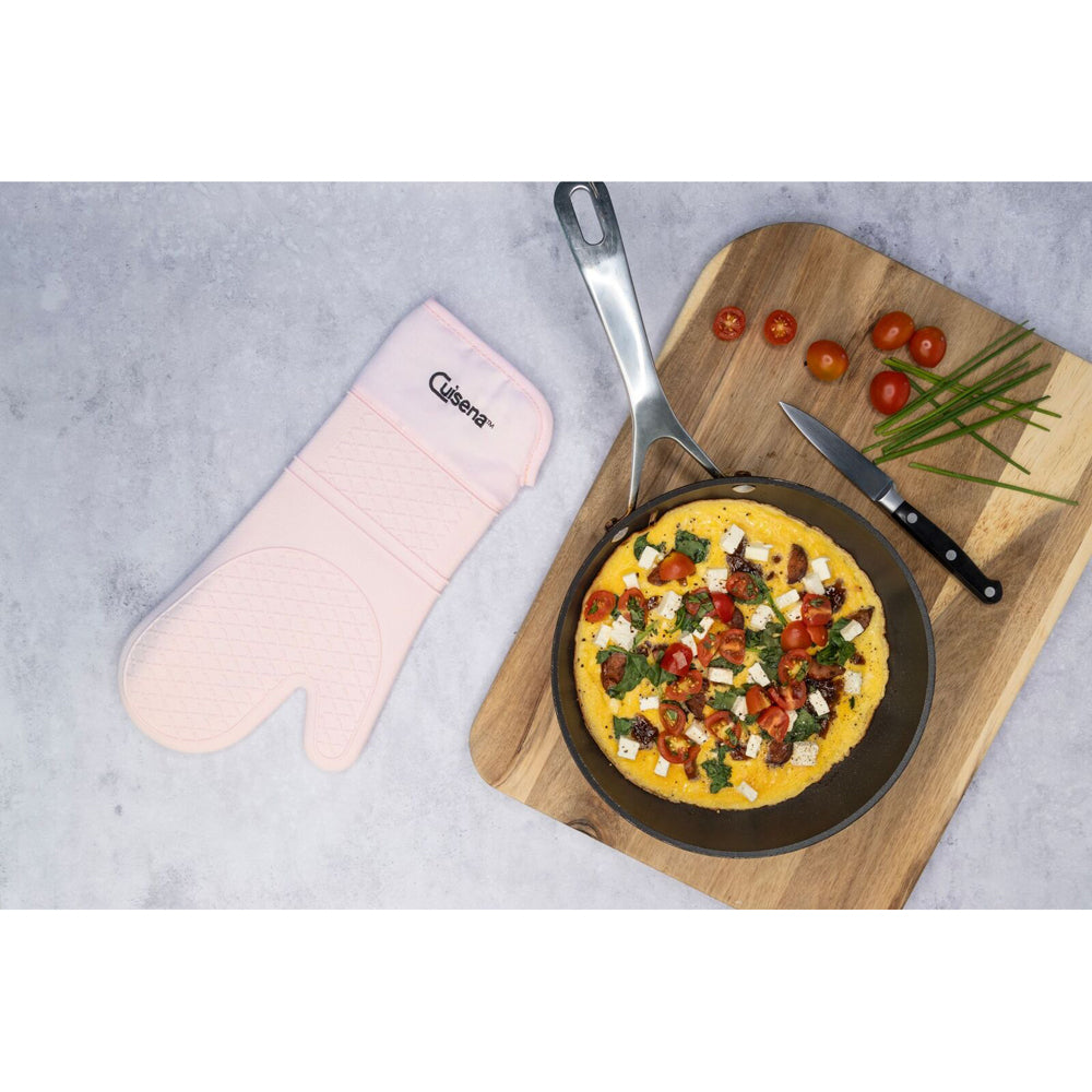 Cuisena Silicone & Fabric Kitchen Oven Glove - Pale Pink