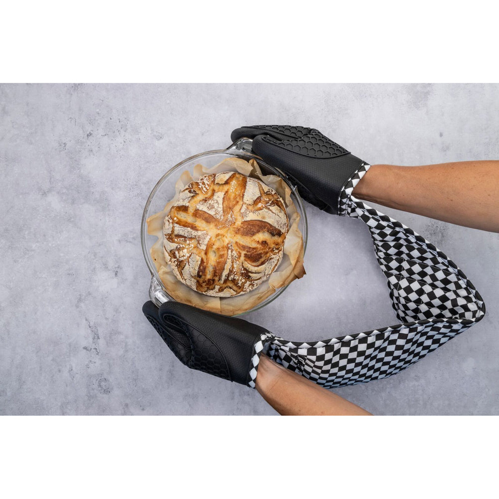 Cuisena Silicone & Fabric Double Glove - Black Check