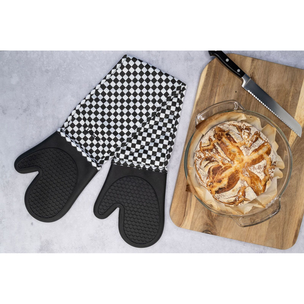Cuisena Silicone & Fabric Double Glove - Black Check