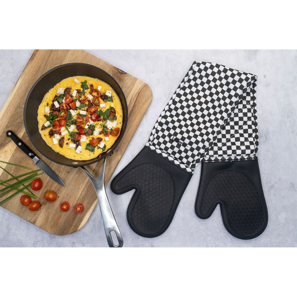 Cuisena Silicone & Fabric Double Glove - Black Check