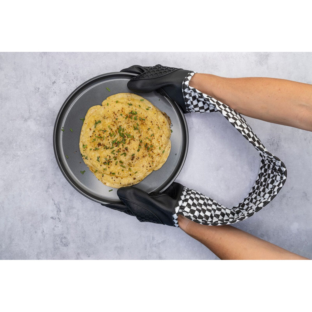 Cuisena Silicone & Fabric Double Glove - Black Check