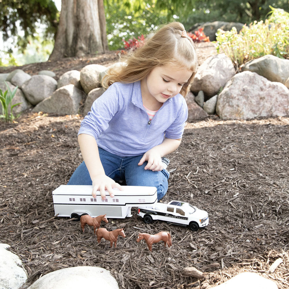 46800-john-deere-1-32-ford-f-350-pickup-w-horse-trailer-horses-3y