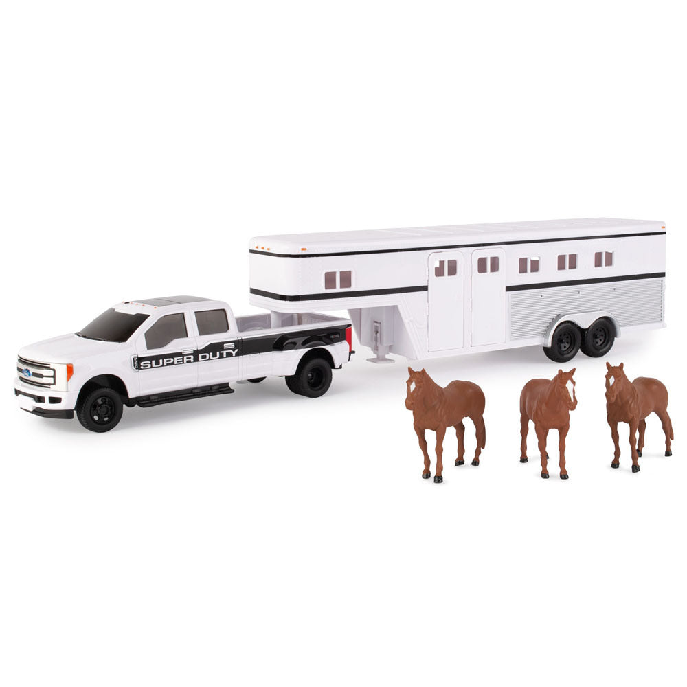 46800-john-deere-1-32-ford-f-350-pickup-w-horse-trailer-horses-3y