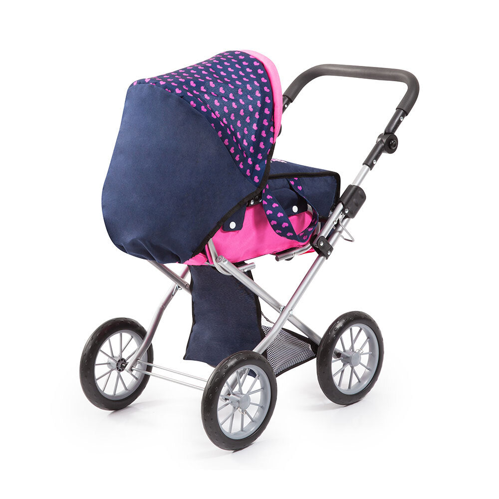 13654aa-bayer-city-star-72cm-doll-pram-dark-blue-w-pink-hearts-unicorn