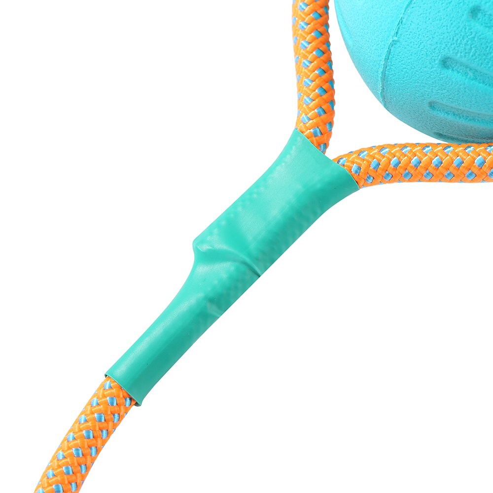 12069-paws-and-claws-6cm-fetch-n-play-ball-rope-tugger-dog-pet-toy-aqua