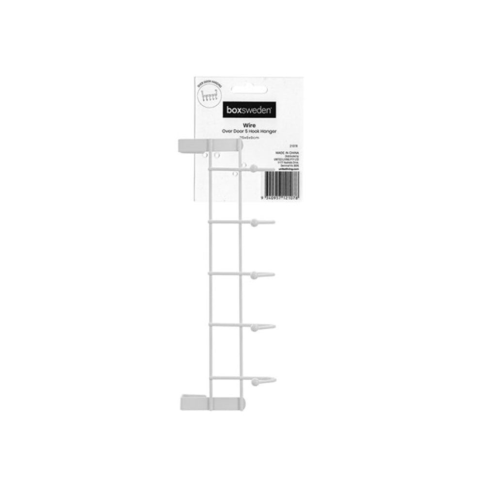 21078-boxsweden-wire-over-door-5-hook-hanger-organiser-25x6x9cm-white