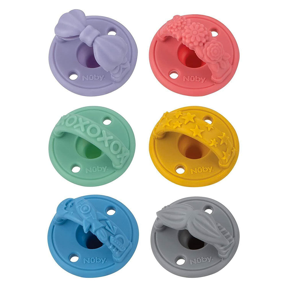 7008688-2pc-nuby-3-d-silicone-pacifier-soother-w-silicone-cherry-baglet-assorted