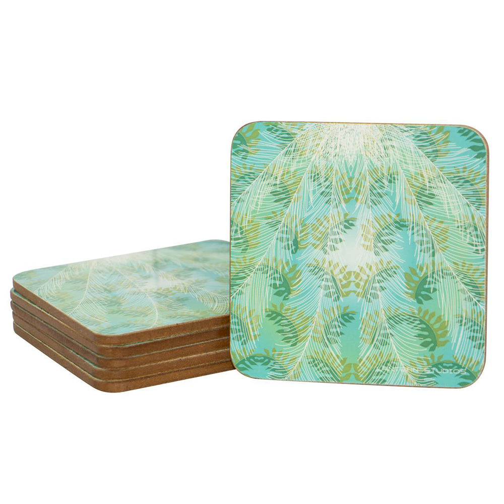 109333-6pc-lantern-studios-botanica-11cm-coaster-set-square-lyrebird
