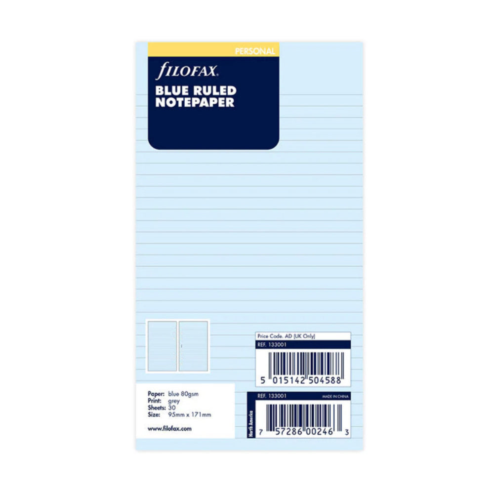 108723-30pc-filofax-17cm-personal-refill-ruled-notepaper-blue