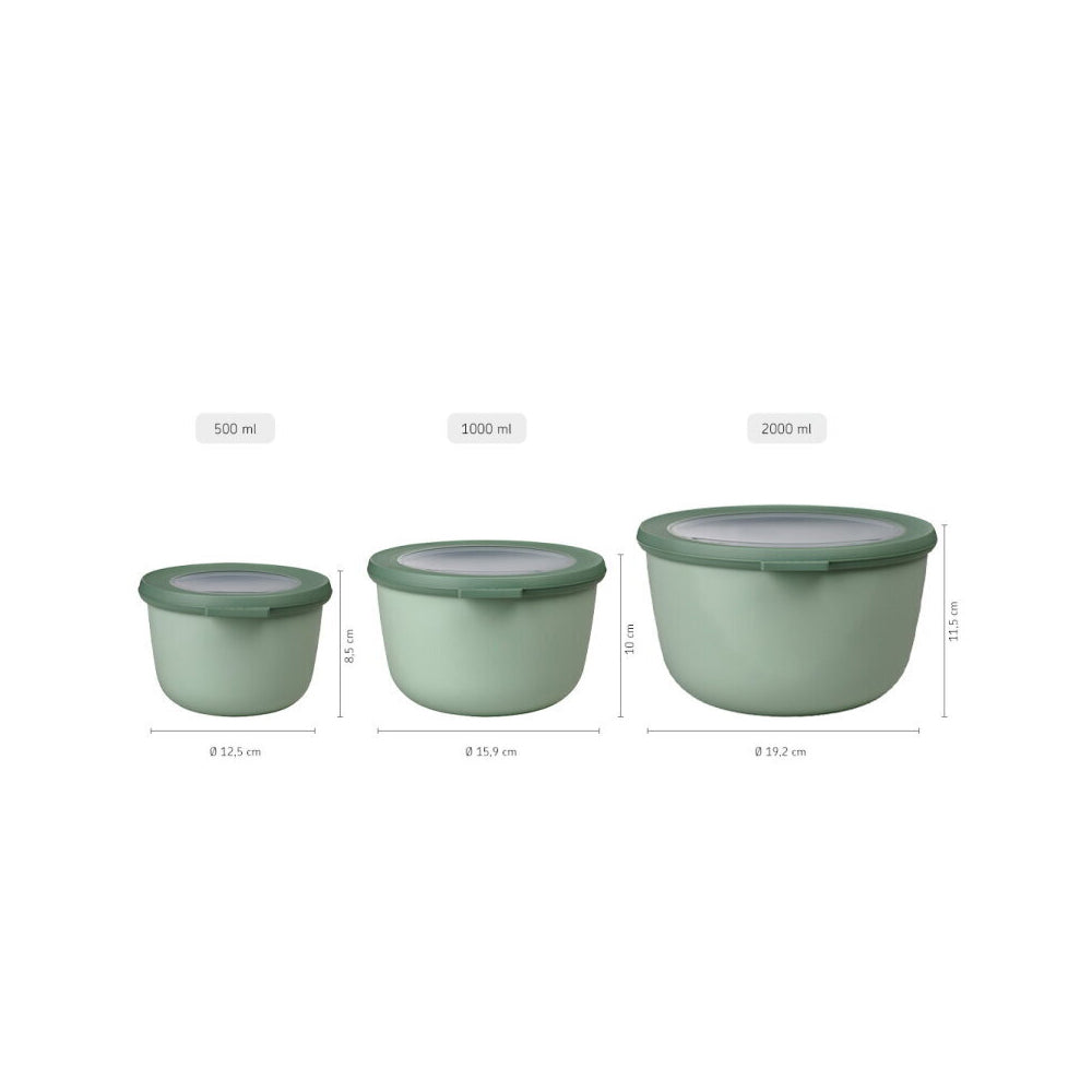 106231094700m-3pc-mepal-cirqula-food-bowl-w-lid-set-round-500ml-1l-2l-nordic-sage