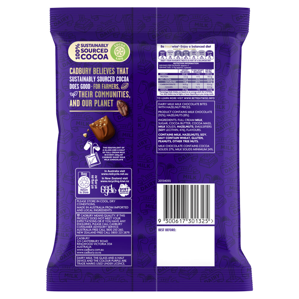 4301024-14pc-hazelnut-cadbury-dairy-milk-bites-130g-chocolate-confectionery