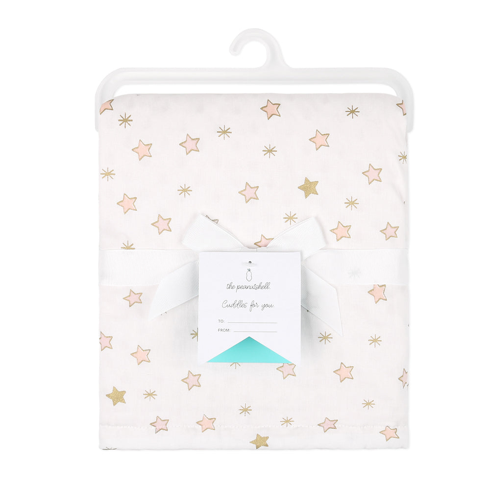 1715bl-the-peanutshell-101cm-cotton-nursery-blanket-pink-gold-star