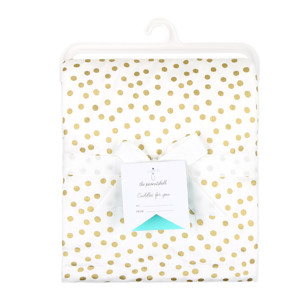 1721bl-the-peanutshell-101cm-cotton-nursery-blanket-gold-dots