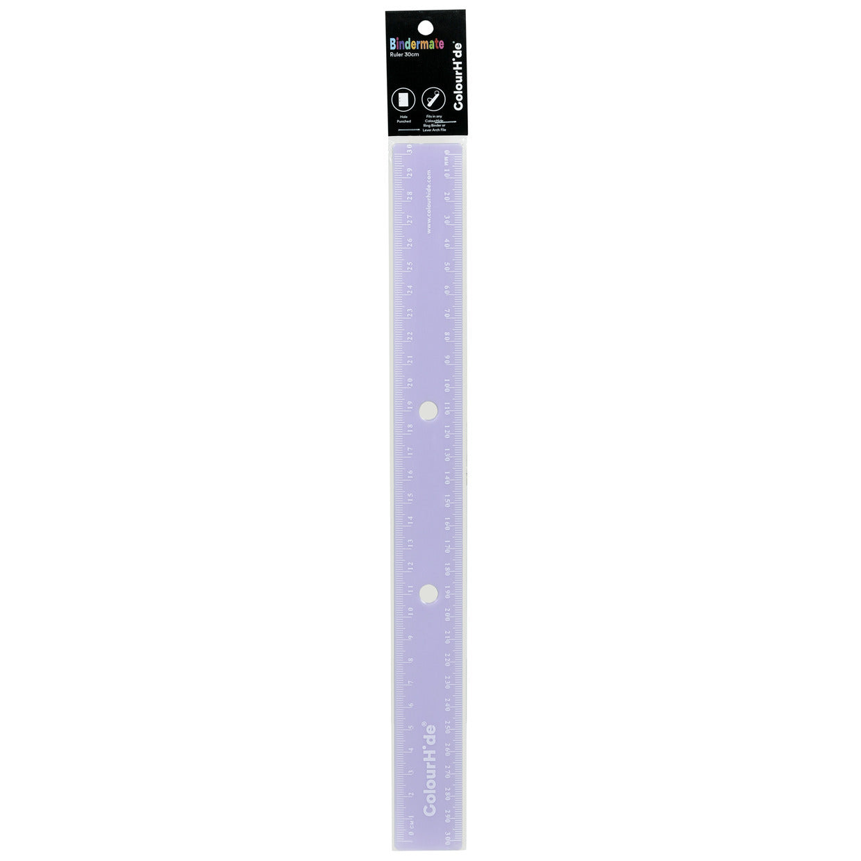 6pc Colourhide 30cm Bindermate Ruler For Ring Binder - Purple