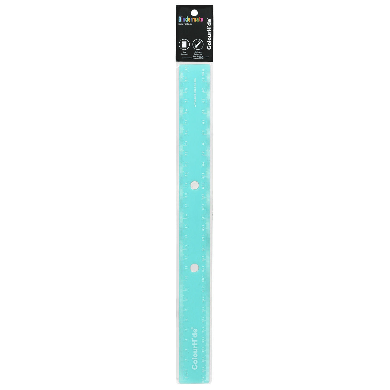 6pc Colourhide 30cm Bindermate Ruler For Ring Binder - Aqua