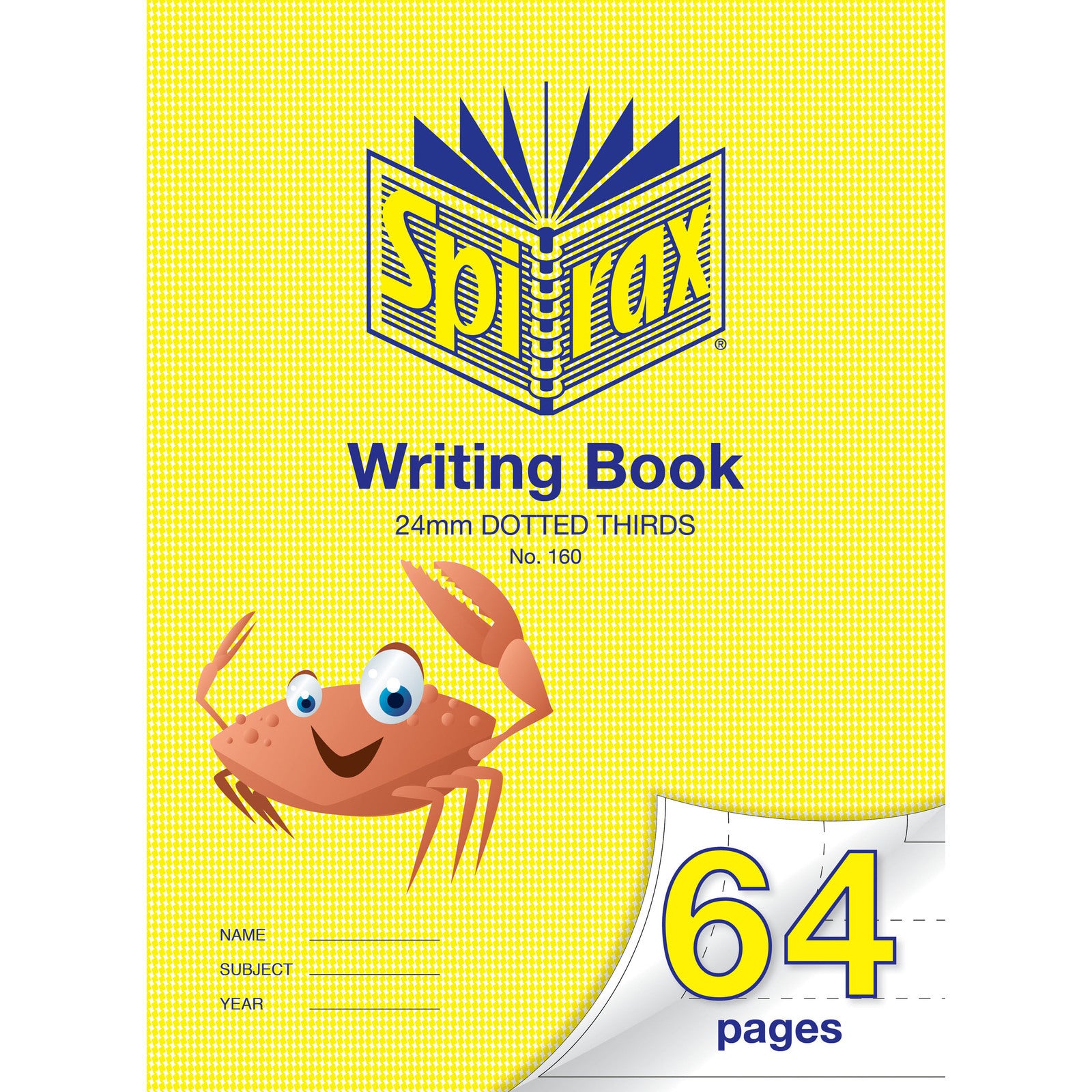56160-10pc-spirax-160-writing-book-24mm-ruled-64-pages-dotted-thirds-yellow