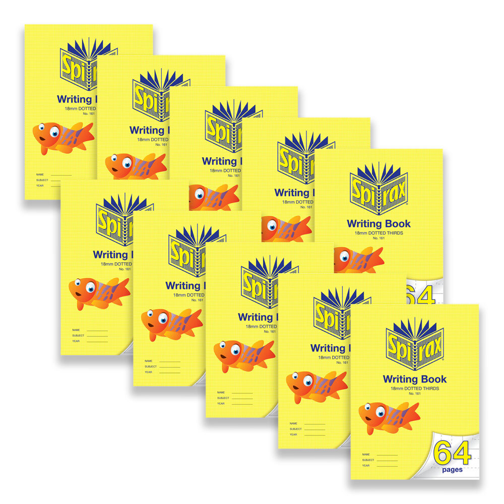 56161-10pc-spirax-161-writing-book-64-pages-ruled-18mm-dotted-thirds-yellow