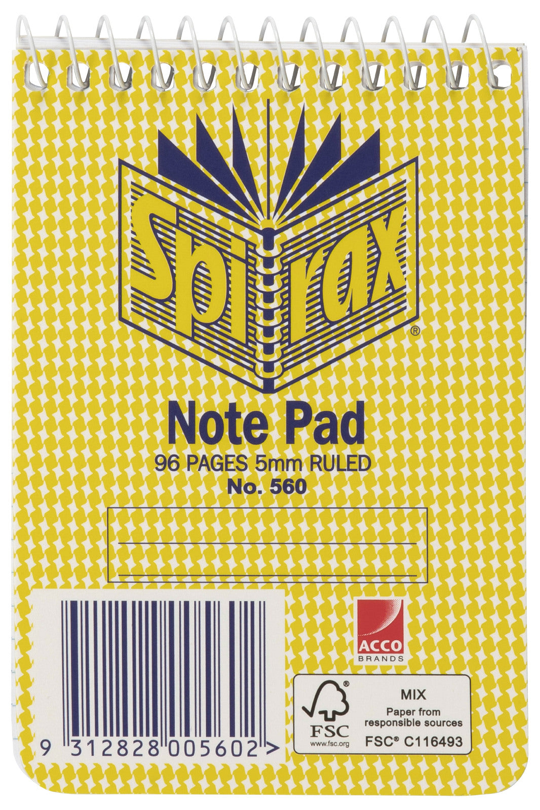 560425-5pc-spirax-560-writing-note-pad-stationery-11x8cm-96-pages-yellow