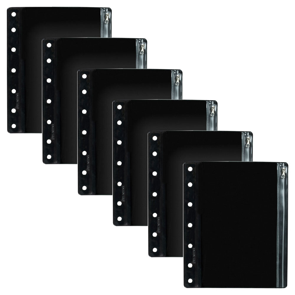 6pc Colourhide Bindermate A4 Pencil Case Insert For Binders Black Large