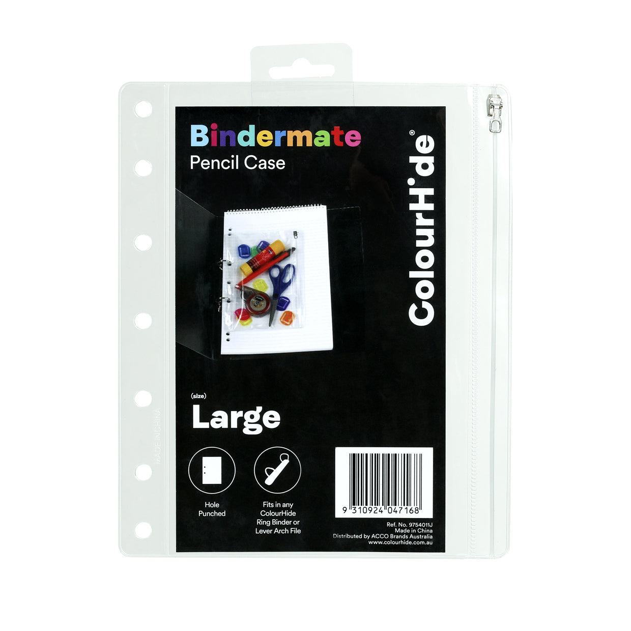 6pc Colourhide Bindermate A4 Pencil Case Insert For Binders Clear Large