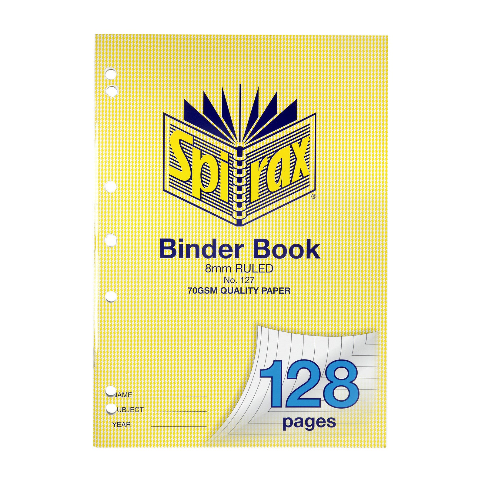 56127-10pc-spirax-127-binder-book-a4-school-stationery-8mm-ruled-128-pages-yellow