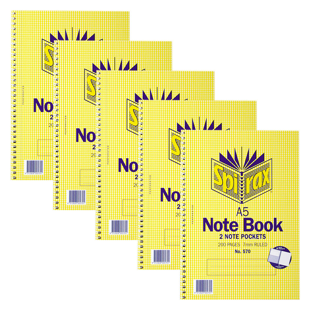 56570-5pc-spirax-570-pocket-notebook-a5-7mm-ruled-200-pages-yellow