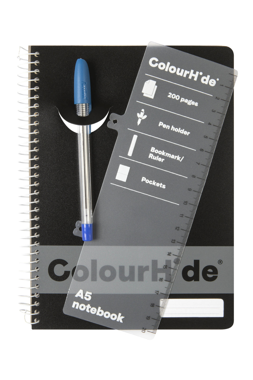 1717602j-5pc-colourhide-notebook-w-ruler-a5-200-pages-black