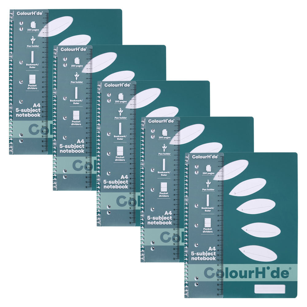 1719607m-5pc-colourhide-5-subject-a4-notebook-250-pages-teal-green