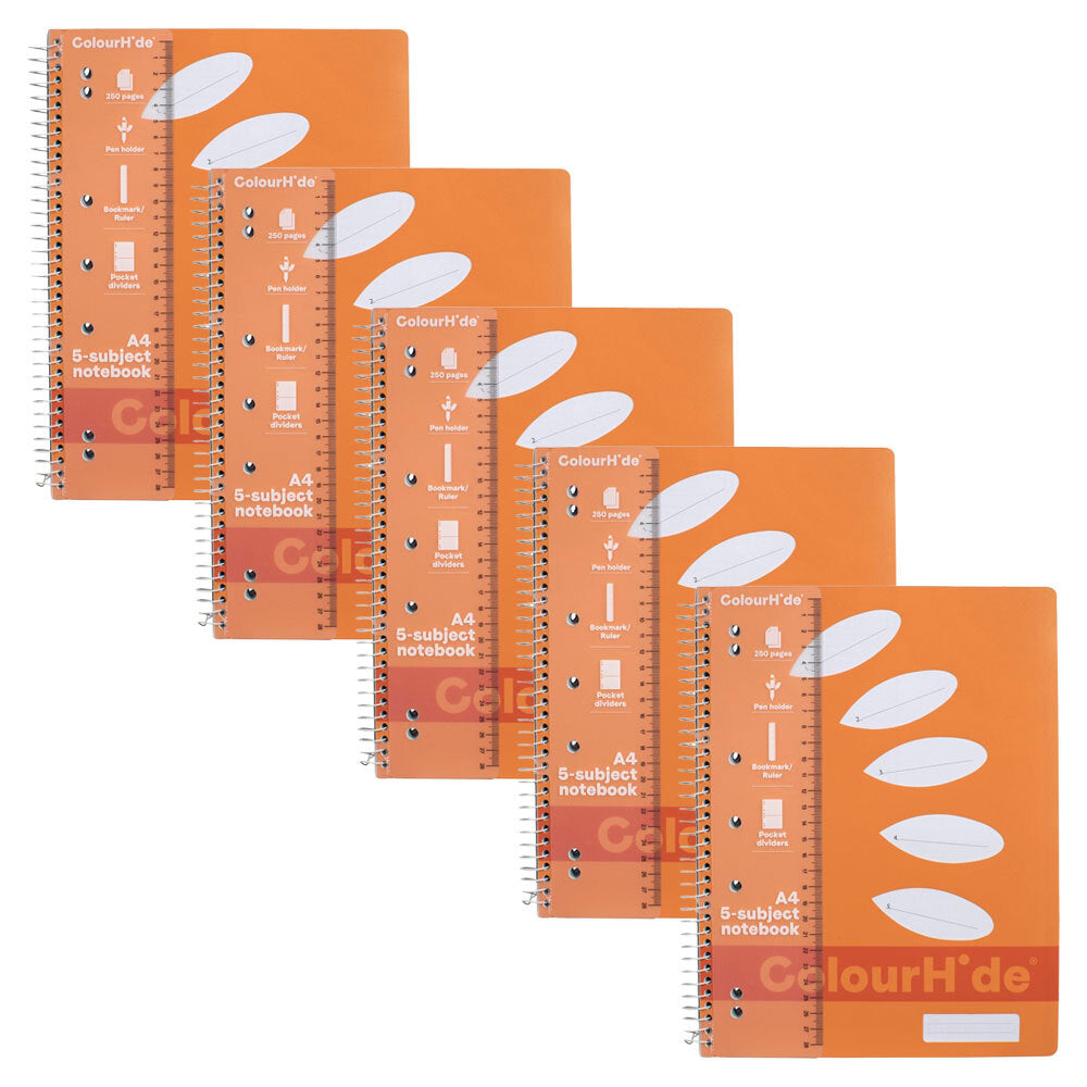 1719618m-5pc-colourhide-5-subject-a4-notebook-250-pages-tangerine