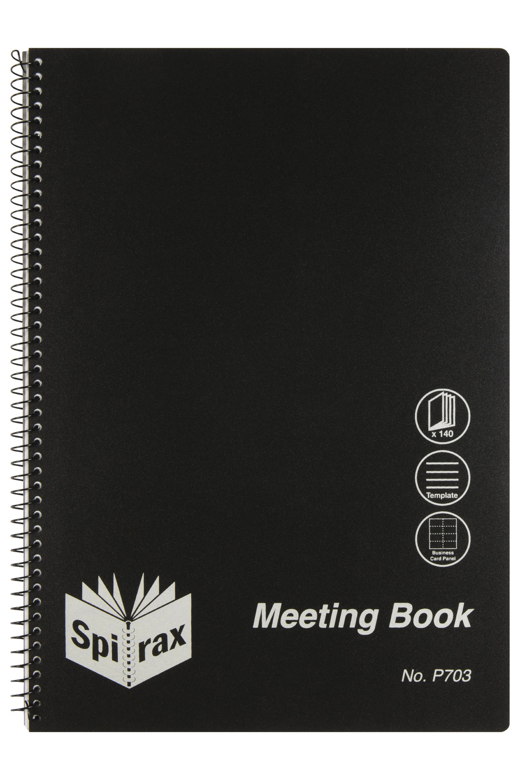 565703-5pc-spirax-a4-spiral-meeting-book-writing-stationery-140-pages-black