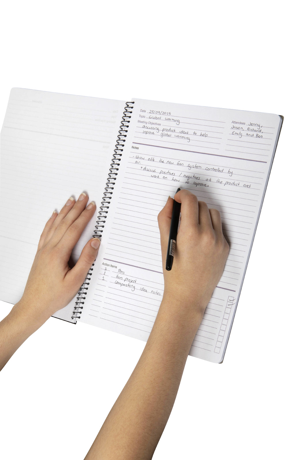 565703-5pc-spirax-a4-spiral-meeting-book-writing-stationery-140-pages-black