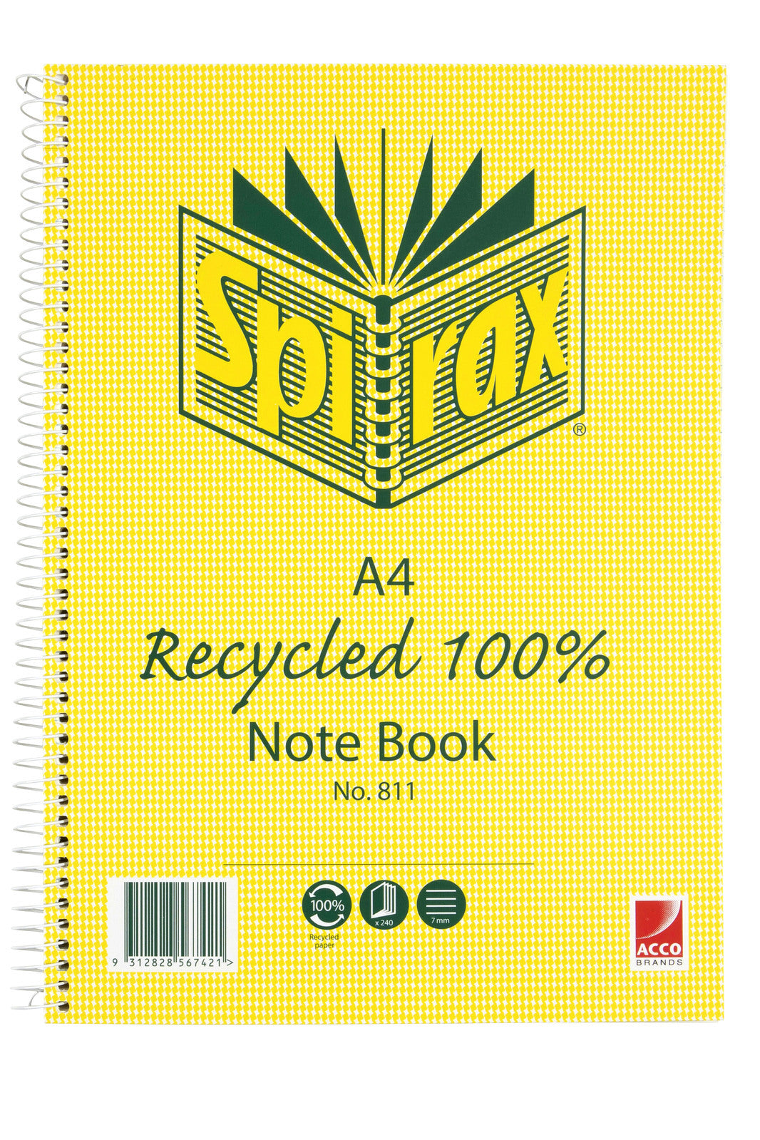 56801-5pc-spirax-811-recycled-a4-spiral-writing-notebook-240-pages