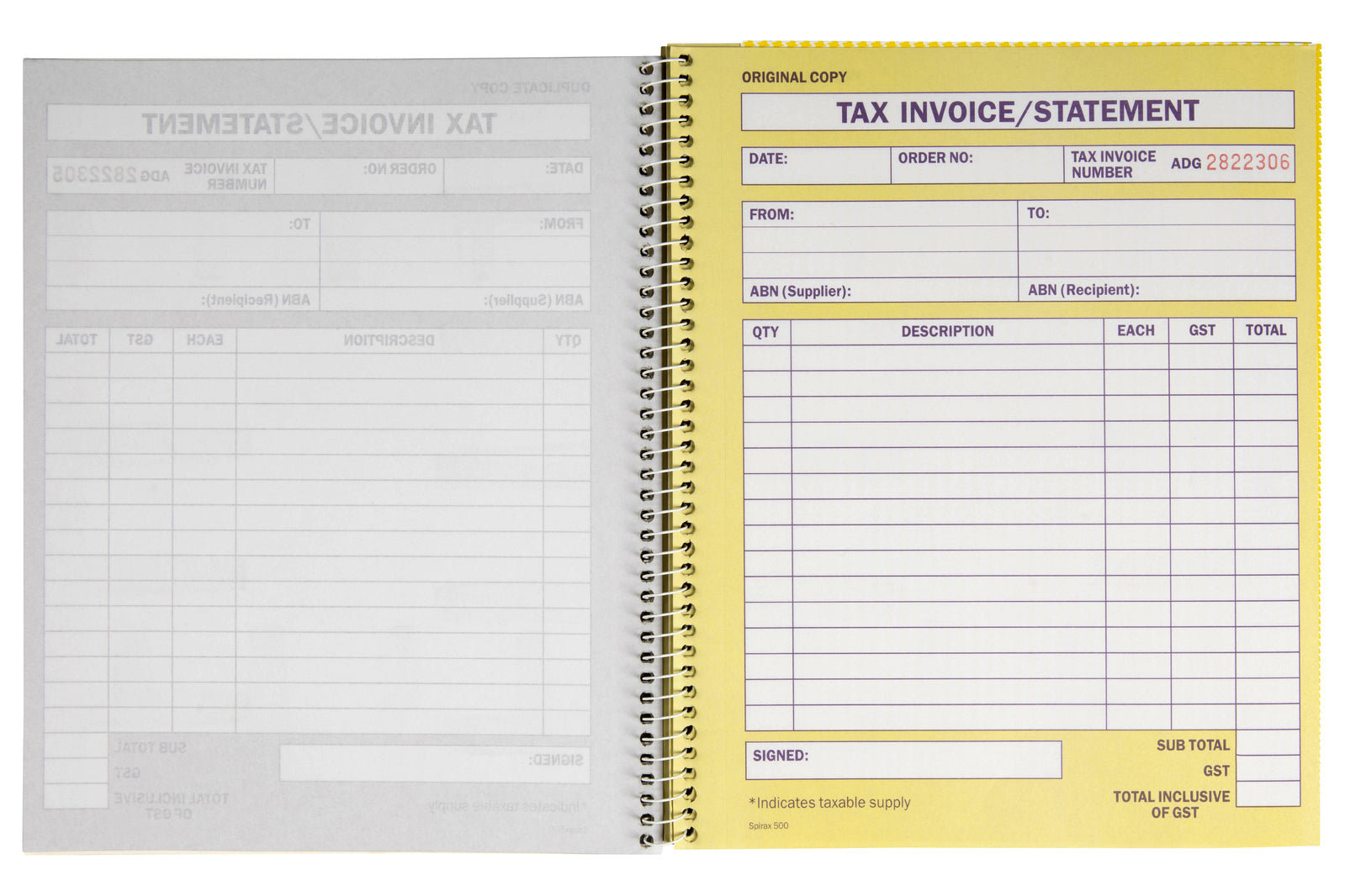 56500-5pc-spirax-500-tax-invoice-statement-book-quarto-carbonless-50-pages
