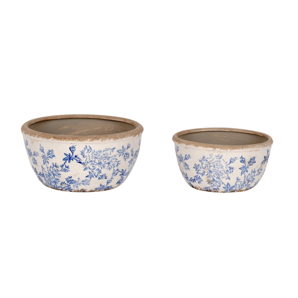 27009-2pc-ceramic-shallow-pot-home-garden-plant-flower-container-blue
