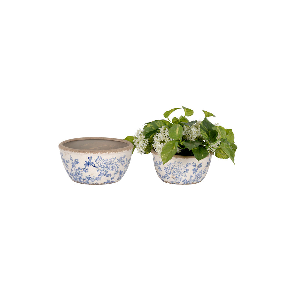 27009-2pc-ceramic-shallow-pot-home-garden-plant-flower-container-blue
