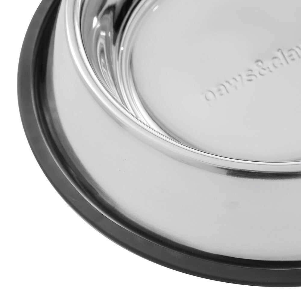 37659-paws-claws-stainless-steel-2-5l-33cm-pet-dog-feeding-bowl-black