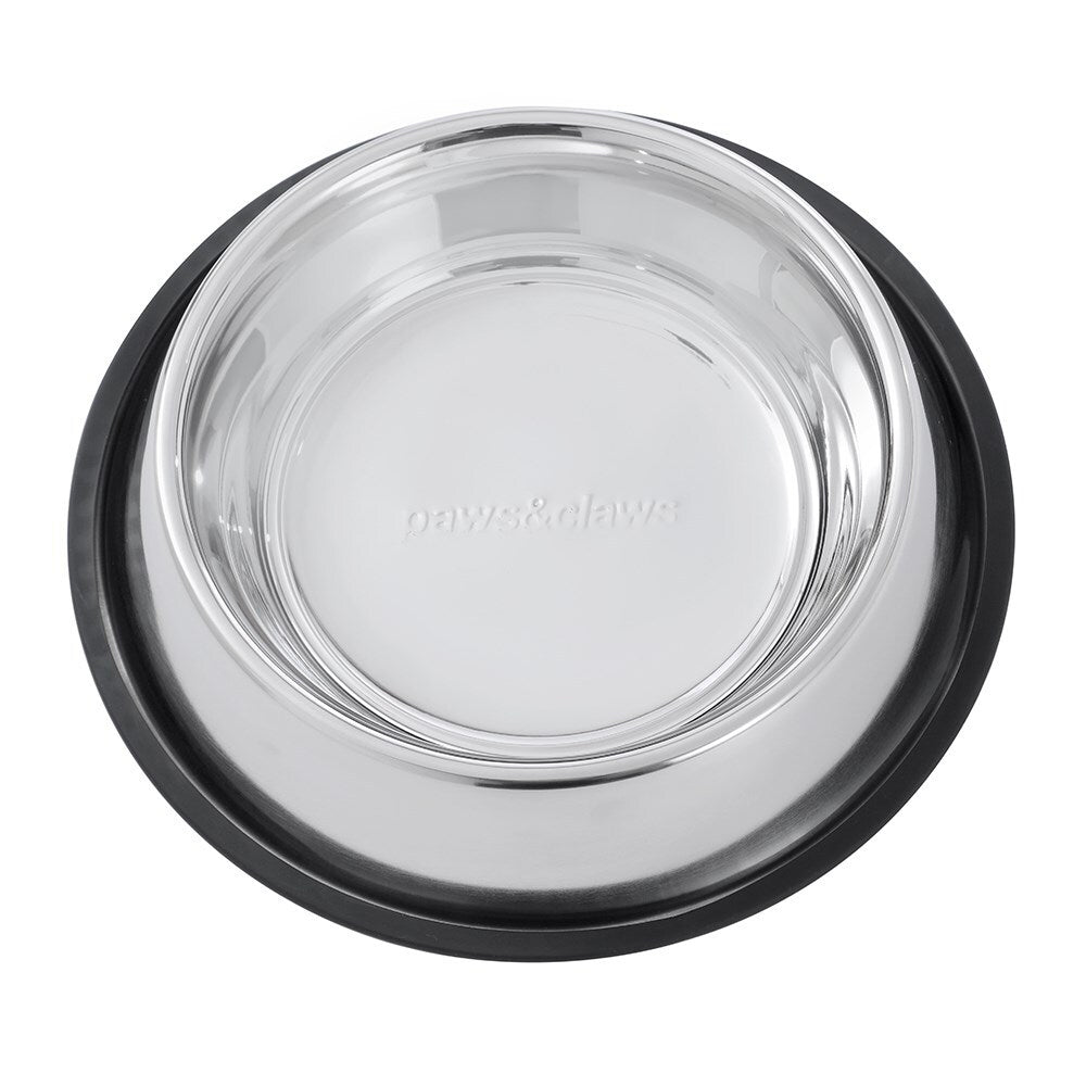 37659-paws-claws-stainless-steel-2-5l-33cm-pet-dog-feeding-bowl-black