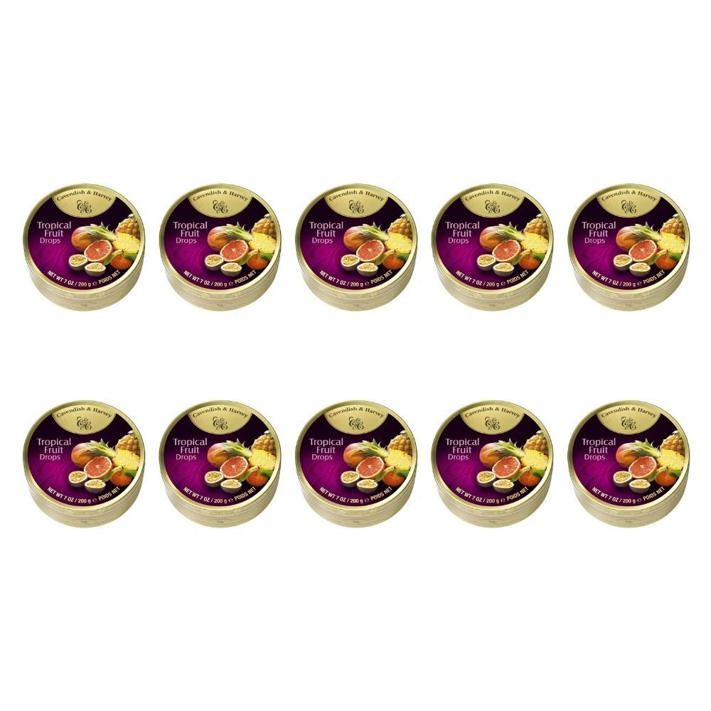 Cavendish & Harvey Tropical Fruit Drops 200g Lollies Sweet Confectionery (10 Pack)