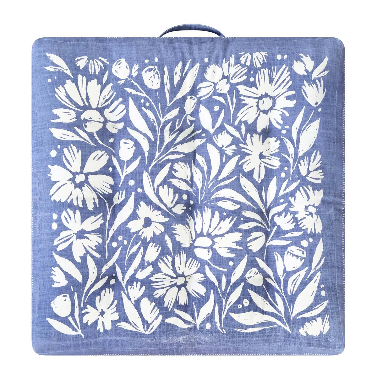 J.Elliot Home Kennedy Floor Cushion 65x65x12cm Dusty Blue & Ivory