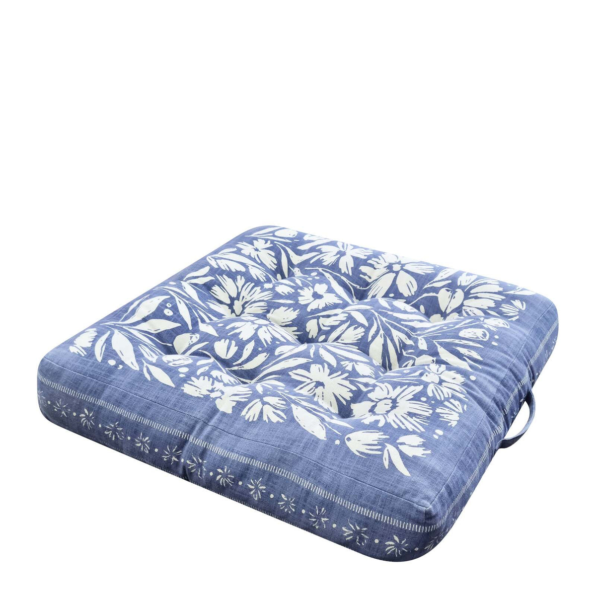 J.Elliot Home Kennedy Floor Cushion 65x65x12cm Dusty Blue & Ivory