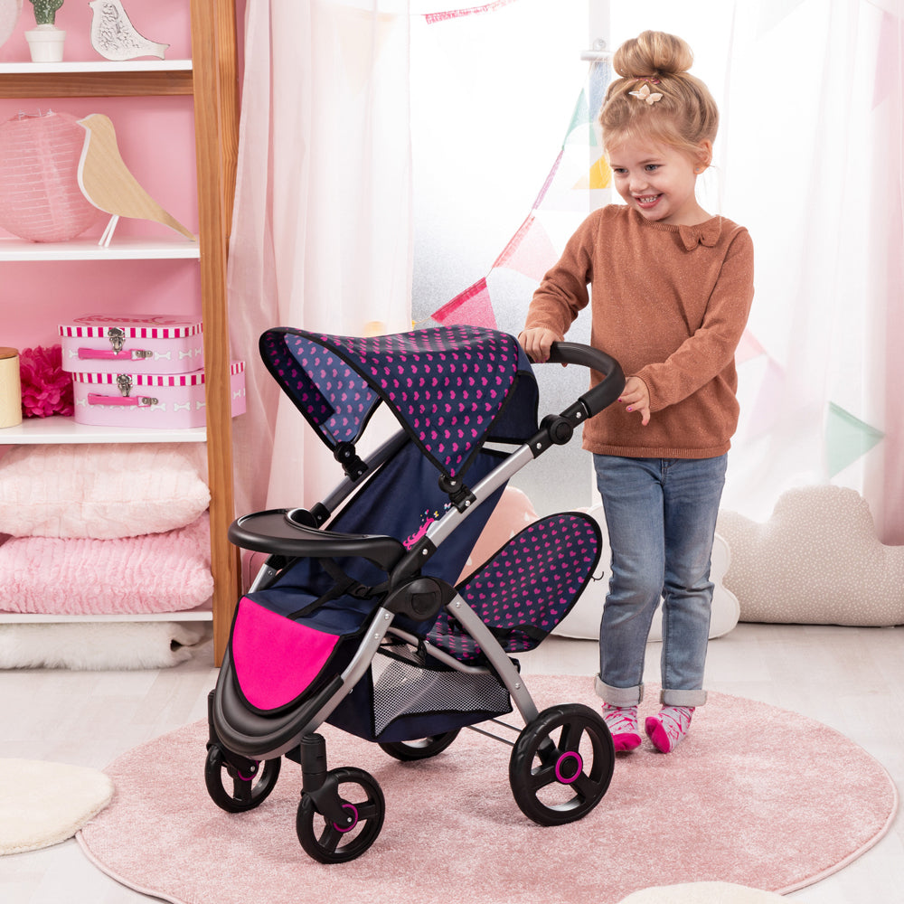 21139454-bayer-68cm-twin-star-trendy-doll-pram-kids-children-toy-3y