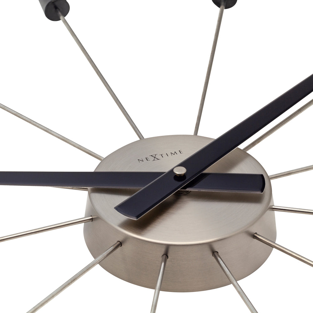 572610zw-nextime-stainless-steel-58cm-plug-inn-wall-clock-home-decor-black