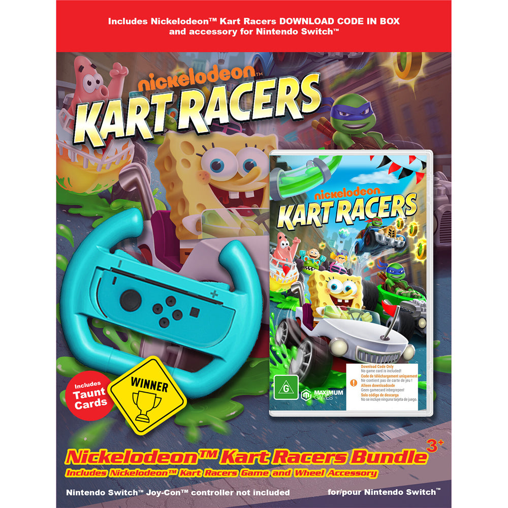 Nickelodeon Switch Kart Racers Bundle w/ Wheel Accessory Video Game 3y+