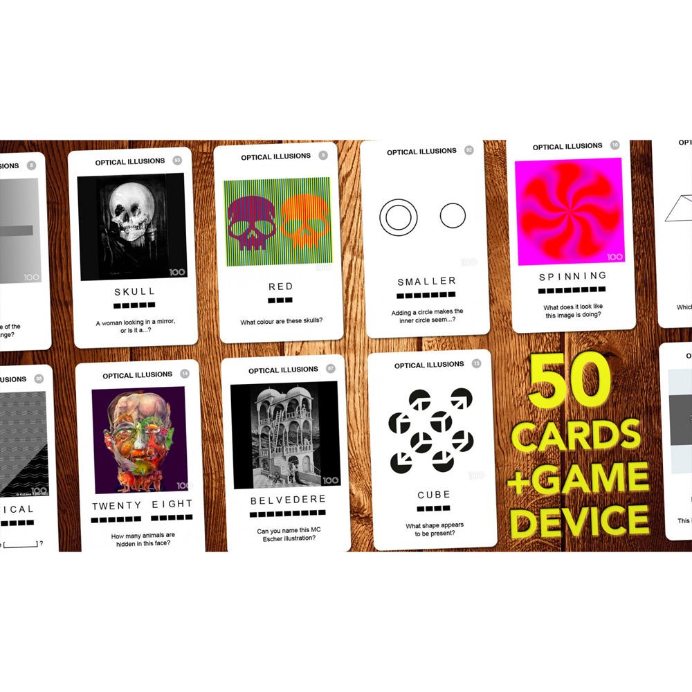 Poptacular 100 Pics Quizz Optical Illusions Flash Card Game Set 6y+