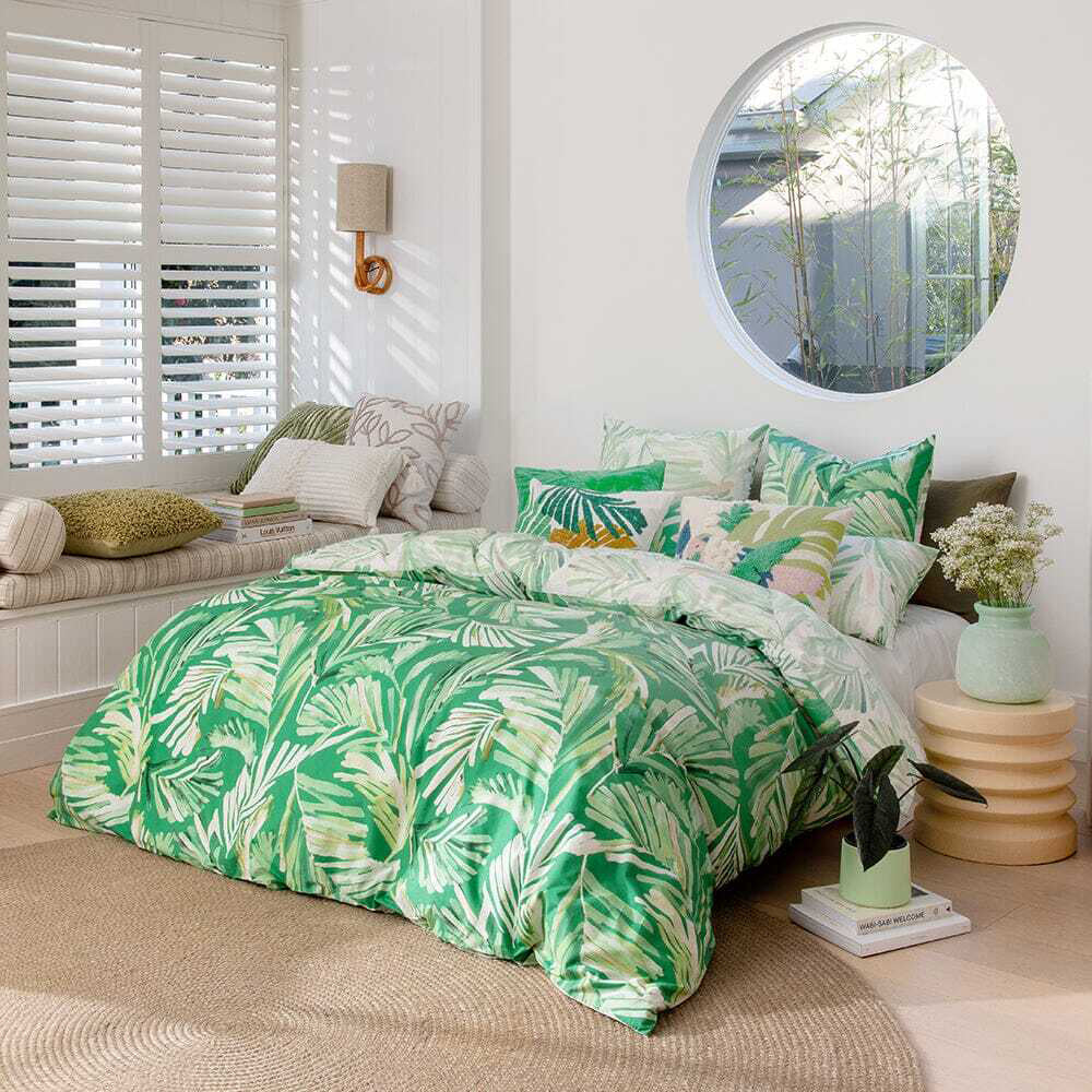Kas Australia Oliana Super King Bed Quilt Cover Set w/ 2x Pillowcases - Green